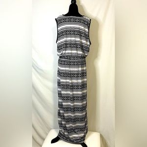 Vintage black and white tribal print dress